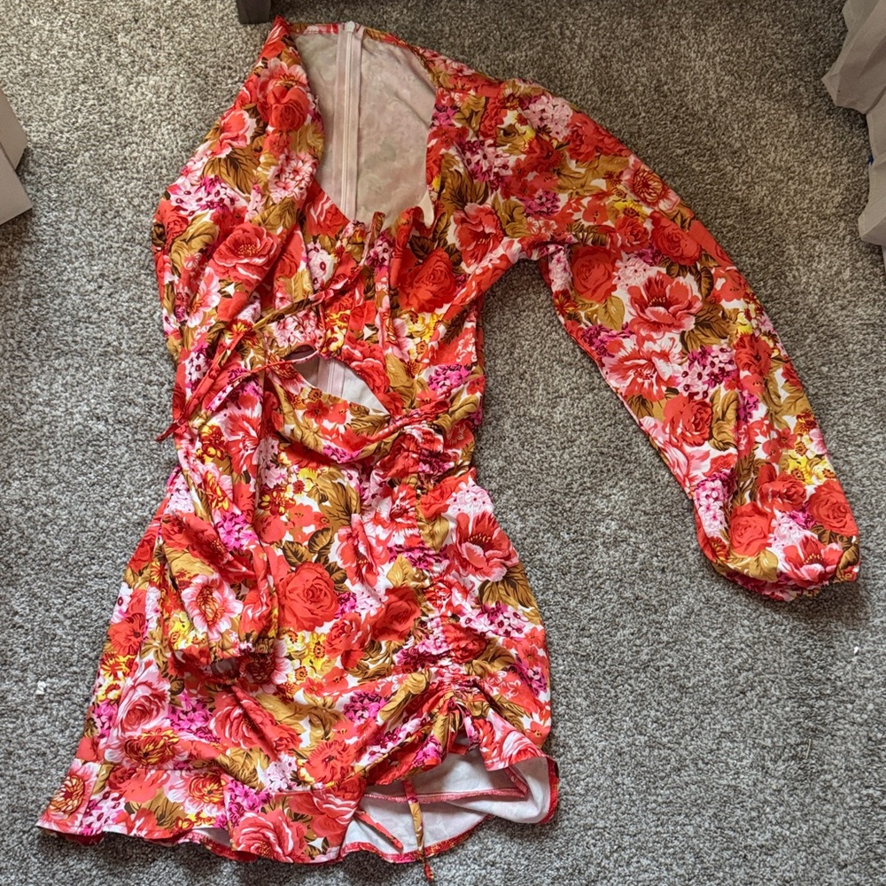 SHEIN Floral Mini Dress - Red and Pink